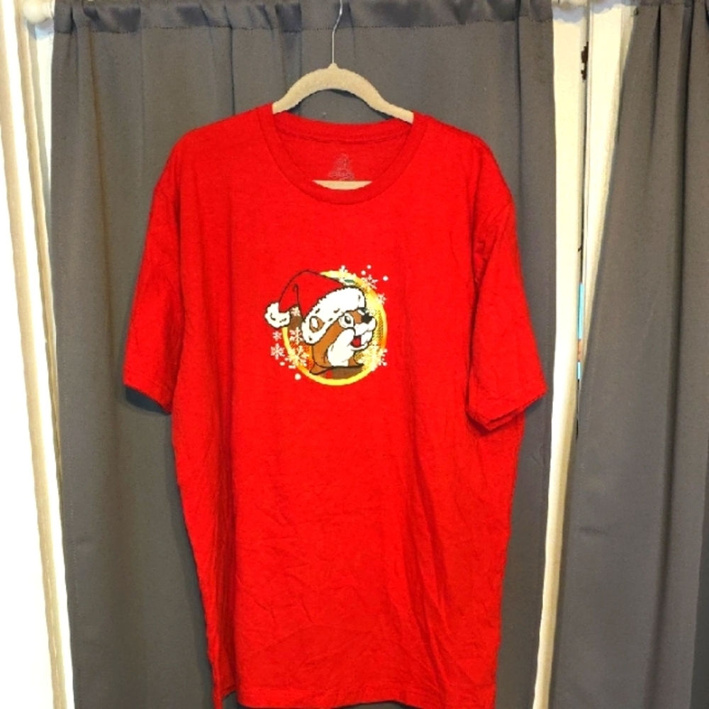 Buc-ee's Men's(Unisex)Red Christmas T-Shirt Whimsical Sz 2X EUC